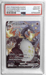 V1069: 2021: FA/CHARIZARD VMAX: SV107/SV122: SHINING FATES: PSA 10: GEM MT: 87502206